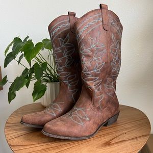 Brown and Blue Cowboy Dress Boots